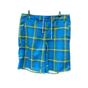 Columbia Waterton Shorts Omni-Shade Sun Protection Hybrid Swim Size 38 Blue Lime